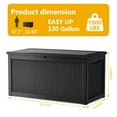 thumbnail image 5 of CIRUI 320 Gallon Outdoor Storage Box with Lockable Lid, Extra Large Waterproof Patio Resin Deck Box Home Storage Box for Patio, Cushions,Toys, Black, 5 of 10