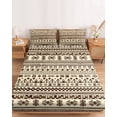 thumbnail image 2 of Twin Sze Fitted Sheet Set - Boho 2 Piece Bedding Sets 16" Deep Pocket Fitted Sheet with 1 Pillowcase, Beige Brown Traditional Ethnic Geometric Motifs Brushed Microfiber Hotel Luxury Bed Sheets, 2 of 9
