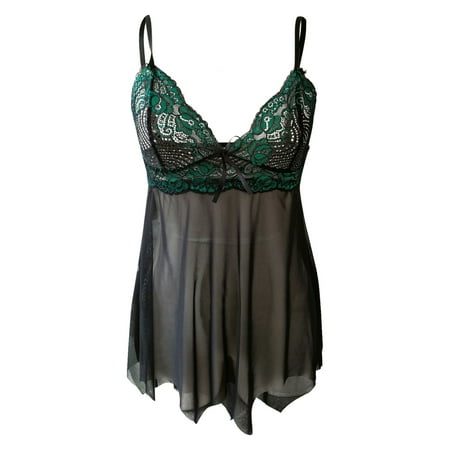 KBKYBUYZ Hot Women Lingerie Lace V-Neck Camis Bowknot Mesh Temptation Babydoll Underwear Sleepwear Nightdress