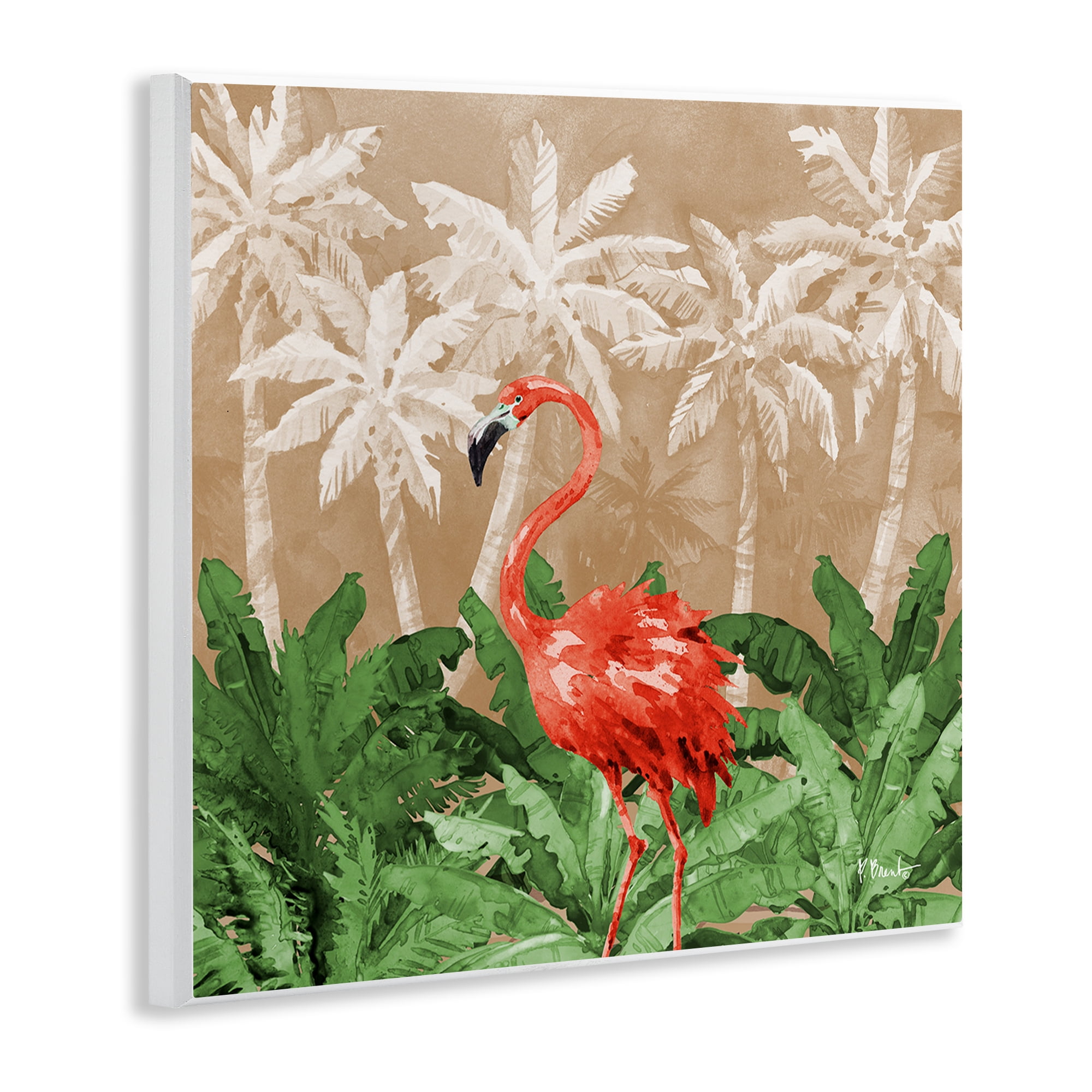 Stupell Industries Flamingo Jungle Scenery Animals & Insects Painting Unframed Art Print Wall Art, 12 x 12