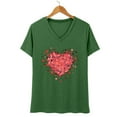 thumbnail image 5 of Gkeoshab Summer Tops for Women 2026 Valentine's Gift Women's Heart Print Short Sleeve Comfort Blouse or Couple Trips Blackish Green 3XL Tops for Women Trendy, 5 of 8
