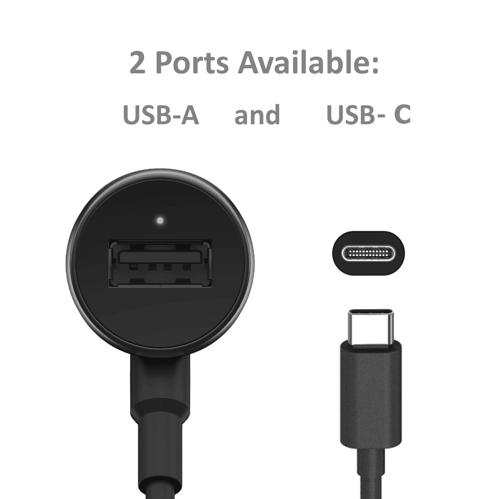 Motorola TurboPower 36 Duo USB-C Car Charger- 18W USB-PD Fixed Type C Cable + 18W QC3.0 USB-A Port Simultaneous Turbo Charging for Motorola One, Moto Z, Z2, Z3, X4, G8, G7,