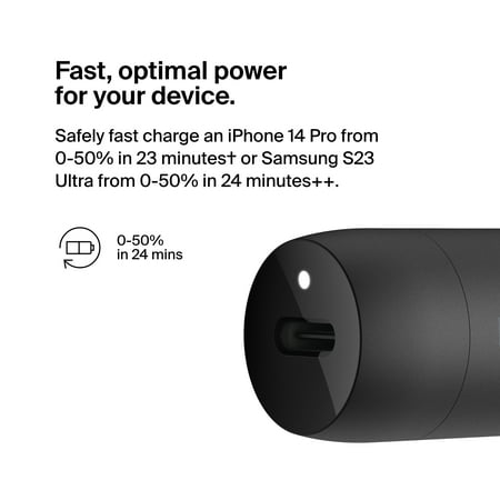 Belkin International CCA004BTBK 30 watt USB-C Car Charger, Black