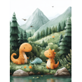 thumbnail image 1 of Qisvanset Framed Canvas Wall Art 12x16 Inch Watercolor Dinosaur Kids Girl Nursery Wall Art Print, 1 of 5