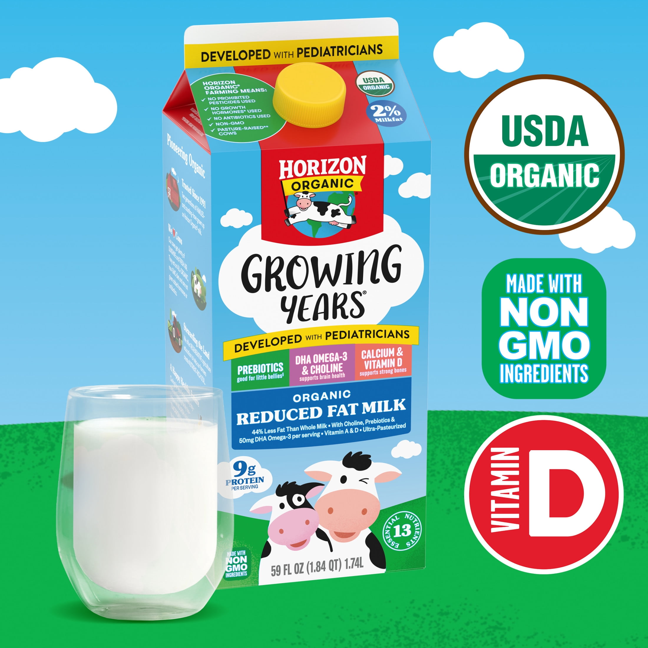Horizon Organic Growing Years Organic 2% Milk for Kids, 59 fl oz Carton