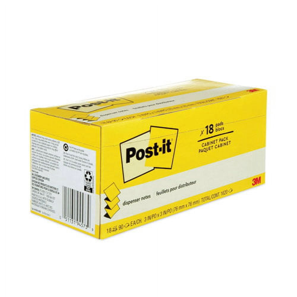 Original Canary Yellow Pop-up Refill Cabinet Pack, 3" x 3", Canary Yellow, 90 Sheets/Pad, 18 Pads/Pack | Bundle of 2 Packs