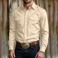 thumbnail image 3 of Stamzod Mens Dress Shirts Solid Long Sleeve Button Up Shirt Men Wrinkle Free Business Casual Shirts with Pocket Beige XXL, 3 of 9