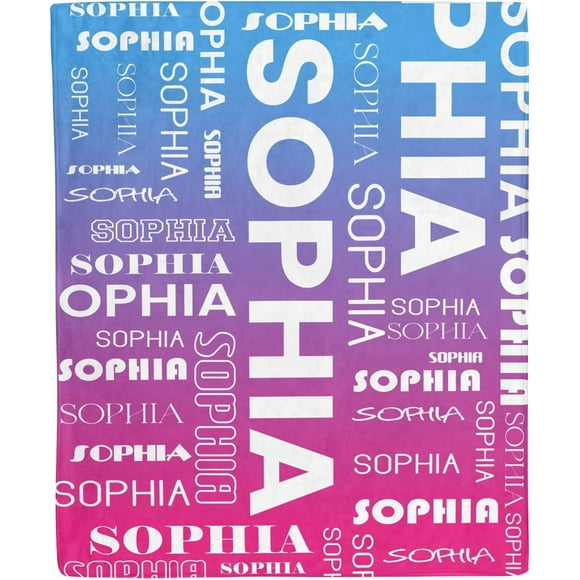 Blue Pink Personalized Blanket with Name for Women Men Throw Blankets Christmas Birthday Mothers Fathers Customized Bed Blankets Gift