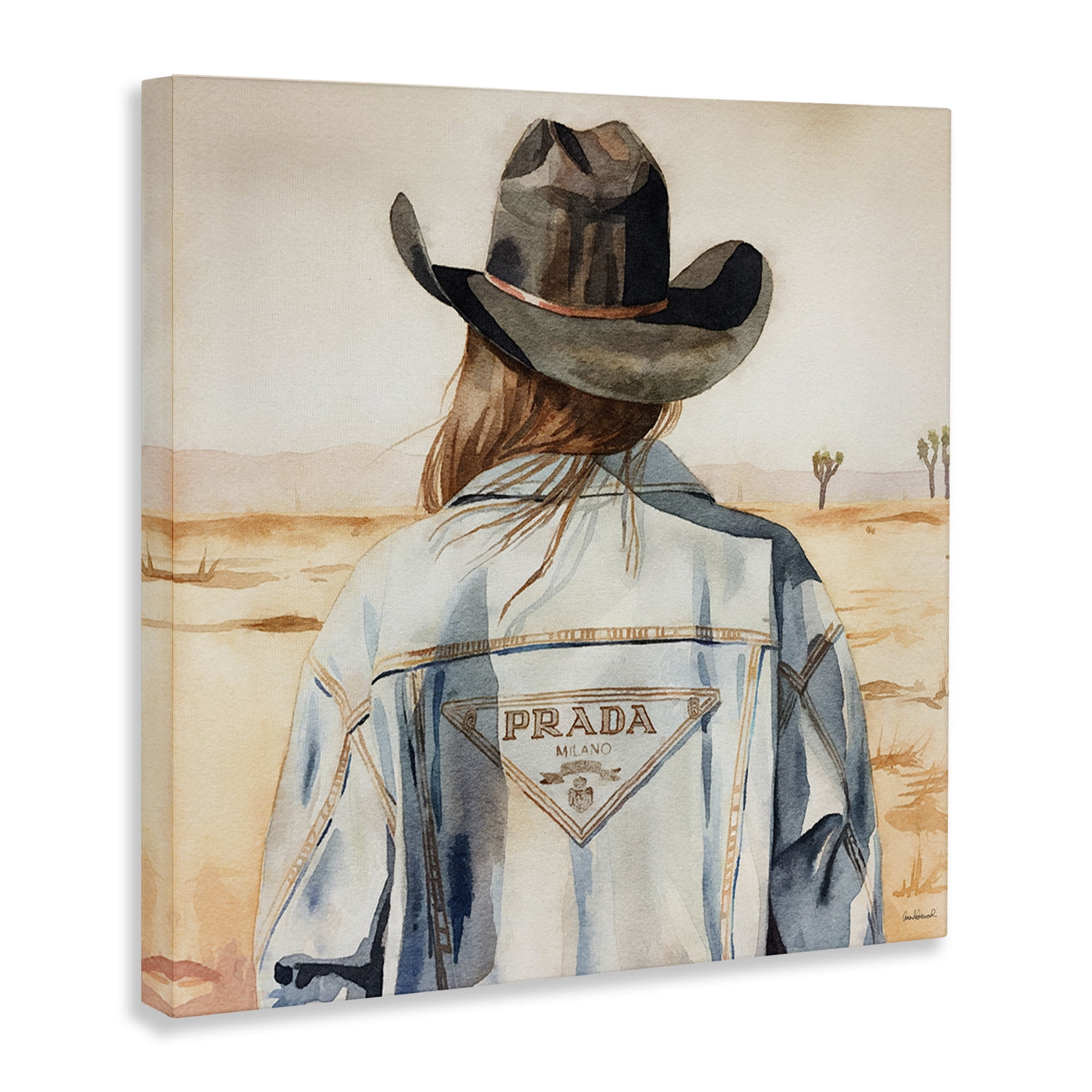 Stupell Industries Glam Desert Cowgirl People Painting Wrapped Canvas Art Print Wall Art, 17 x 17