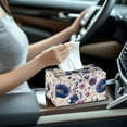 thumbnail image 6 of Psesaysky Tissue Box Holder - Rectangle PU Leather Tissues Cube Box Cover Waterproof -Purple Poppy Flower Decorative Car Facial Tissue Holder on Table and Barthroom, 6 of 7