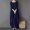 Navy, variant on Kiplyki Wholesale Women's Long Sleeve Fall Dress Cotton Linen Loose Round Neck Printing Dress