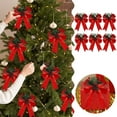 thumbnail image 2 of 6 Pcs Christmas Bows with Pine Cones - Buffalo Plaid Ribbon Bows with Pine Needles for Christmas Tree Decorations, Wreaths, Garland, Indoor Outdoor Xmas Party Decor, 2 of 7