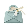 thumbnail image 2 of harmtty Packaging Box Ribbon Bow Handle Design Handbag Shape Faux Leather Wedding Favors Gift Candy Bag Household Accessories,Blue, 2 of 8