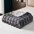 thumbnail image 6 of TOPCHANCES Faux Fur Throw Blankets, Soft Luxury Plush Blanket, Warm Fleece Throw Blanket for Bed Sofa Couch (Dark Grey, 78*63in), 6 of 8