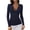 Navy, variant on KHONTS Women's 2025 Fall Long Sleeve Henley T Shirts Button Ribbed Knit Slim Fit Basic Tops Blouse Casual Outfits Pink S