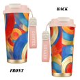 thumbnail image 2 of Stainless Steel Coffee Cup 7.7×2.6×3.5in Tapered Design Nylon Woven Wrist Strap Portable Durable Cup Bottom With Non-Slip Sticker Indianred Tie-Dye Background Vibrant Colors And Swirling Patterns, 2 of 8