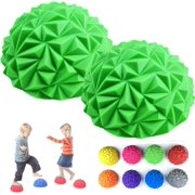 2 Pack Foot Massager Balance Ball, Foot & Back Massage Ball Sports Half Ball, Spikeball Half Ball Balance Trainer, Stretching and Massage Tool for Feet and Plantar (Green)