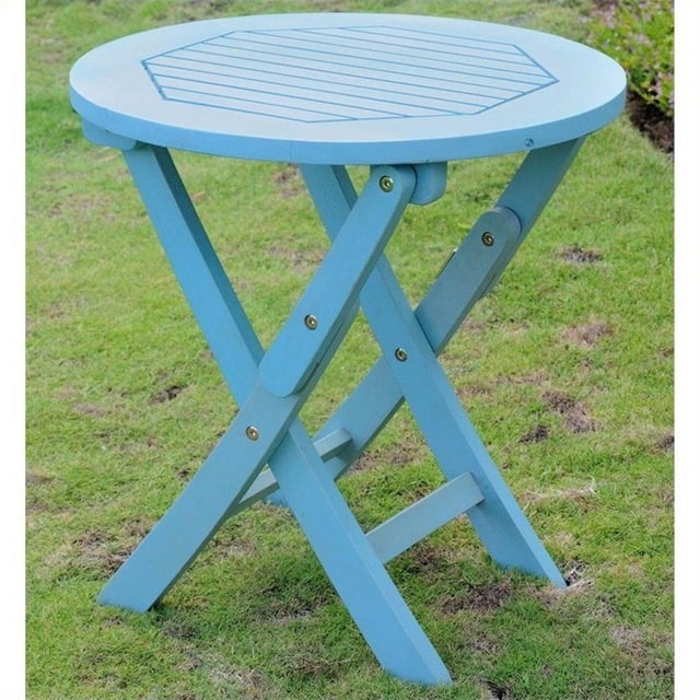 Pemberly Row Table de Patio Pliant de 19 Pouces en Bleu Ciel