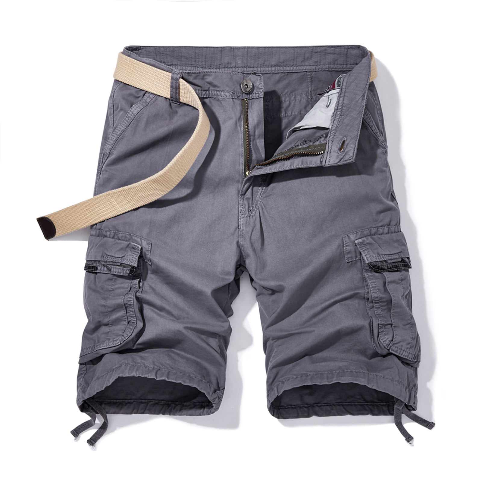 Lilgiuy Men's Cargo Shorts Zipper Button Pockets Cropped Cargo Shorts ...