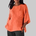 thumbnail image 2 of Hauts d'Été pour Femmes Élégants avec Manches 3/4 et Col Rond en Chemises Unies Confortables pour Femmes Orange P, 2 of 4