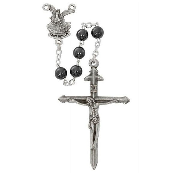 17.5 in. Hematite St. Michael Sword Rosary Box