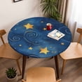 thumbnail image 5 of Blue Starry Sky Elastic Fitted Round Table Cover Gold Star Waterproof Outdoor Tablecloth for Holiday Party, Picnic, Patio & Dining Fits Tables Up to 45"-54", 5 of 8