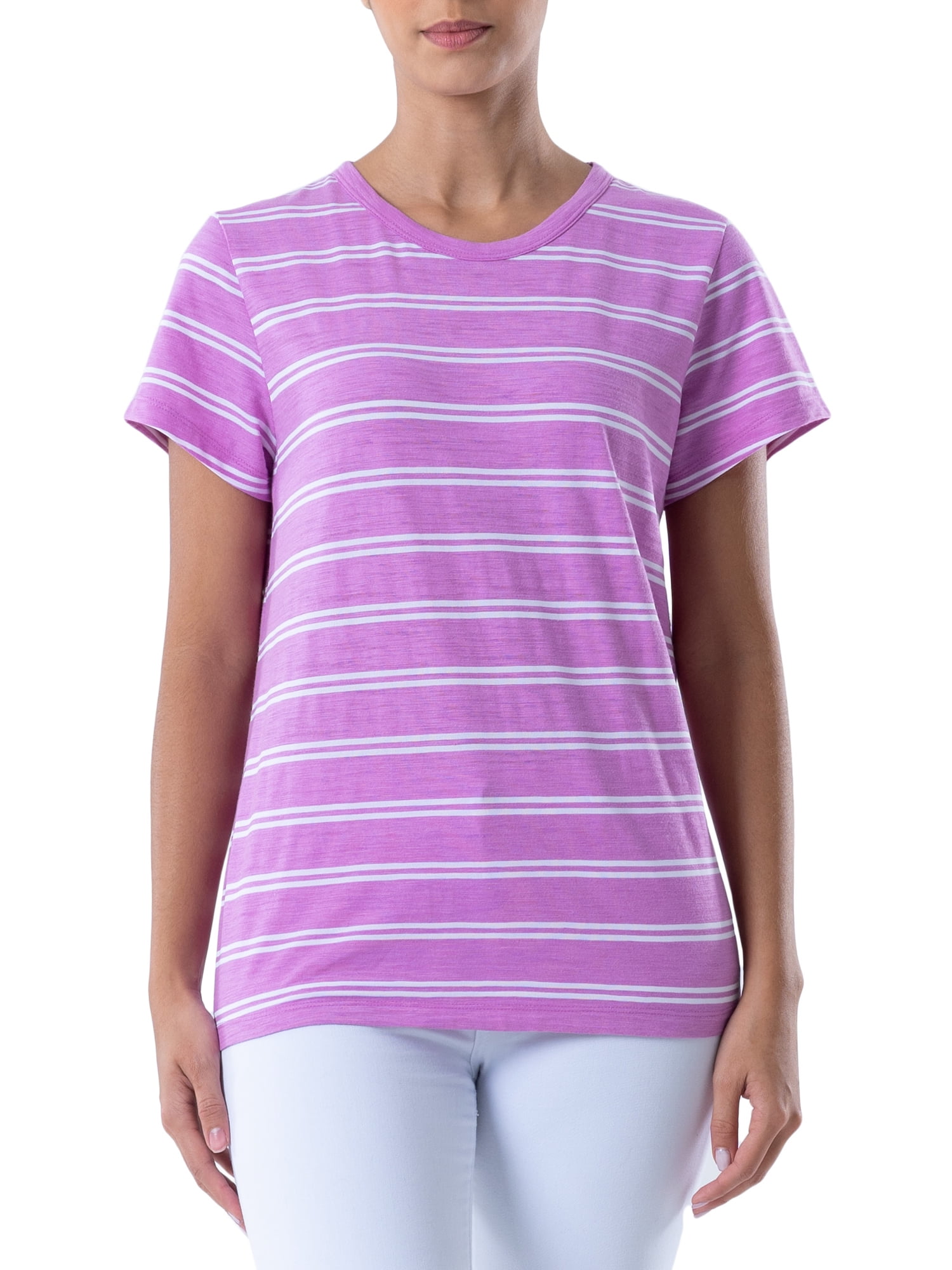 Time and Tru Women's Short Sleeve Slub Crew TShirt