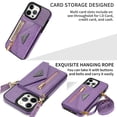 thumbnail image 2 of Crossbody Wallet Women Case for iPhone 12 Pro/12, Credit Card Pocket Zipper Pouch with Shoulder Strap, PU Leather Kickstand Back Flip Envelope Design For iPhone 12/12 Pro, Purple, 2 of 13