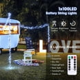 thumbnail image 3 of Zukuco Christmas String Lights Battery Operated, with 8 Modes Remote Control, 33ft 80 LED Battery Christmas Lights Indoor Outdoor for Tree Home Xmas Party Room Garden Decor (Cool White), 3 of 7
