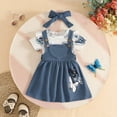 thumbnail image 2 of Xudanell Girls Outfit Princess Baby Girl Printed Short Sleeve Dress Set Cartoon 3 Piece Set Stylish Wear Navy 9-12 Months, 2 of 5