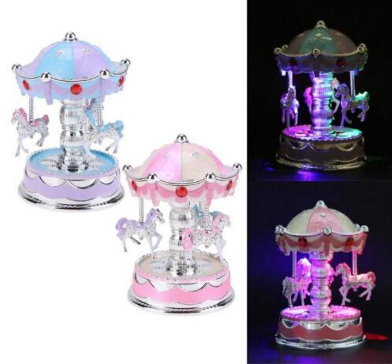 オルゴール Wind Up Musical Carousel Jewelry Box Wind up Music Box Vintage Look Music Box with Jewelry Box - Table