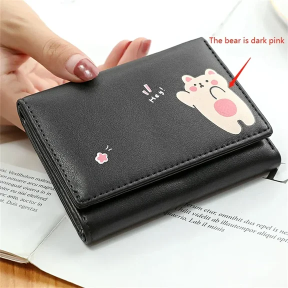 LunaGlo Women Short Cute Small Wallets Student Triple Fold Card Holder Girl ID Bag Card Holder Coin Purse Ladies Wallets Cartoon Bags