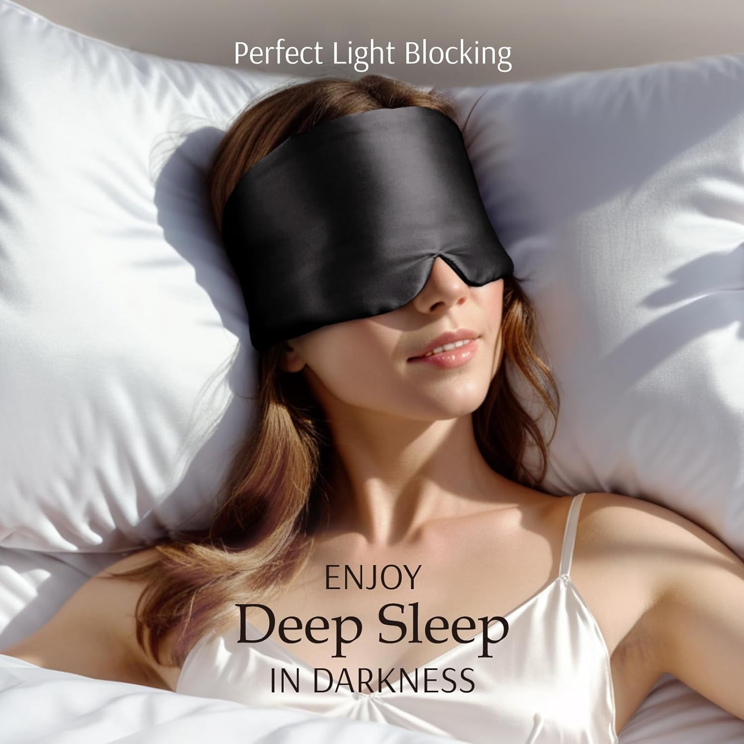 100% Mulberry Silk Sleep Mask Eye Mask for Man and Woman with Adjustable Headband, Full Size Large Sleep Mask & Blindfold for Total Blackout for All Night Sleep, Travel & Nap- Light Plum