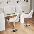 thumbnail image 2 of VECELO Bar Stools Set of 4, Swivel Adjustable Barstools with Backrest, PU Leather Upholstered Chairs, Round Heavy Metal Base, White, 2 of 6