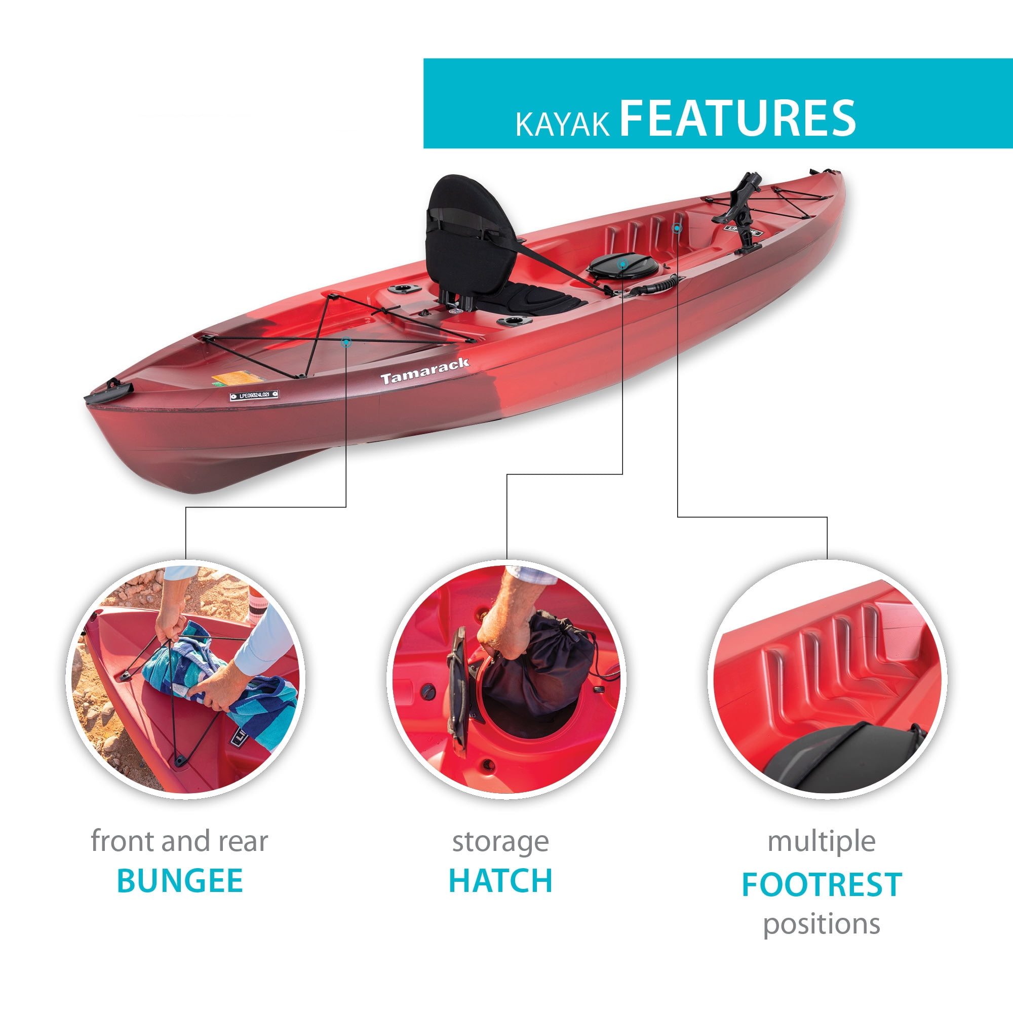 Lifetime Tamarack Angler 10 ft Sit-On-Top Fishing Kayak, Volcano Fusion (91340)