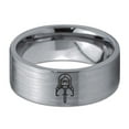 thumbnail image 2 of Tungsten Gamer Pure Grey Ring Men Valentine Patterns Matching Wedding Bands His and Hers Uncle, 2 of 8