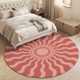 thumbnail image 3 of Round Area Rugs 4Ft, Middle Century Non-Slip Washable Circle Rugs Carpet, Vintage Abstract Sunshine Bohemia Red Indoor Outdoor Rug Floor Mats Throw Runner for Bedroom Living Room Bathroom, 3 of 6