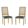 thumbnail image 2 of Christopher Knight Home Vintage Upholstered Dining Chairs, Cane Backrest, Solid Wood Frame, Haze Blue, Set of 2, 2 of 7