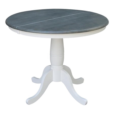 Pemberly Row 36 Wood Round Table With 12 Leaf in White/Heather Gray