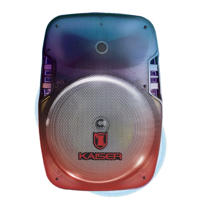 BAFLE PROFESIONAL KAISER® 15" DE 25,000 W PMPO CON MICRÓFONO ALÁMBRICO Y TRIPIÉ KSR KSW-5015/ 15/CAJA