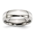 thumbnail image 1 of Stainless Steel Sterling Silver Inlay 6mm Polished Wedding Band - Size 6, 1 of 5