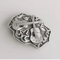 thumbnail image 2 of Antique Silver Western Country Cross Guitar Music Belt Buckle, 2 of 6