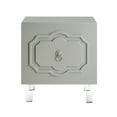 thumbnail image 2 of Sven Light Grey Side Table - Greek Key Lacquer-Finish Chrome, Lucite Leg,, 2 of 9