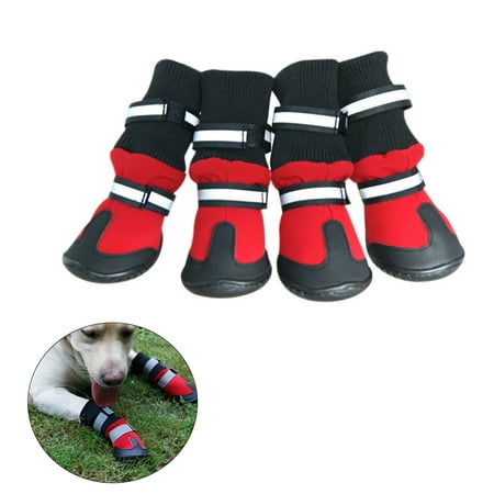 FRCOLOR Anti Pet Snow Boots Protective Shoes Dog Rain Booties Size L (Red)