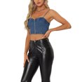 thumbnail image 4 of INSPIRE CHIC Women's Top Denim Zip Up Sleeveless Spaghetti Strap Bustier Crop Tops XS Blue, 4 of 6