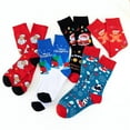 thumbnail image 2 of Joyful Festivities in a Bundle: Christmas Cartoon Crew Socks - 4 Pair Gift Set + Bonus Holiday Tote Bag, 2 of 3
