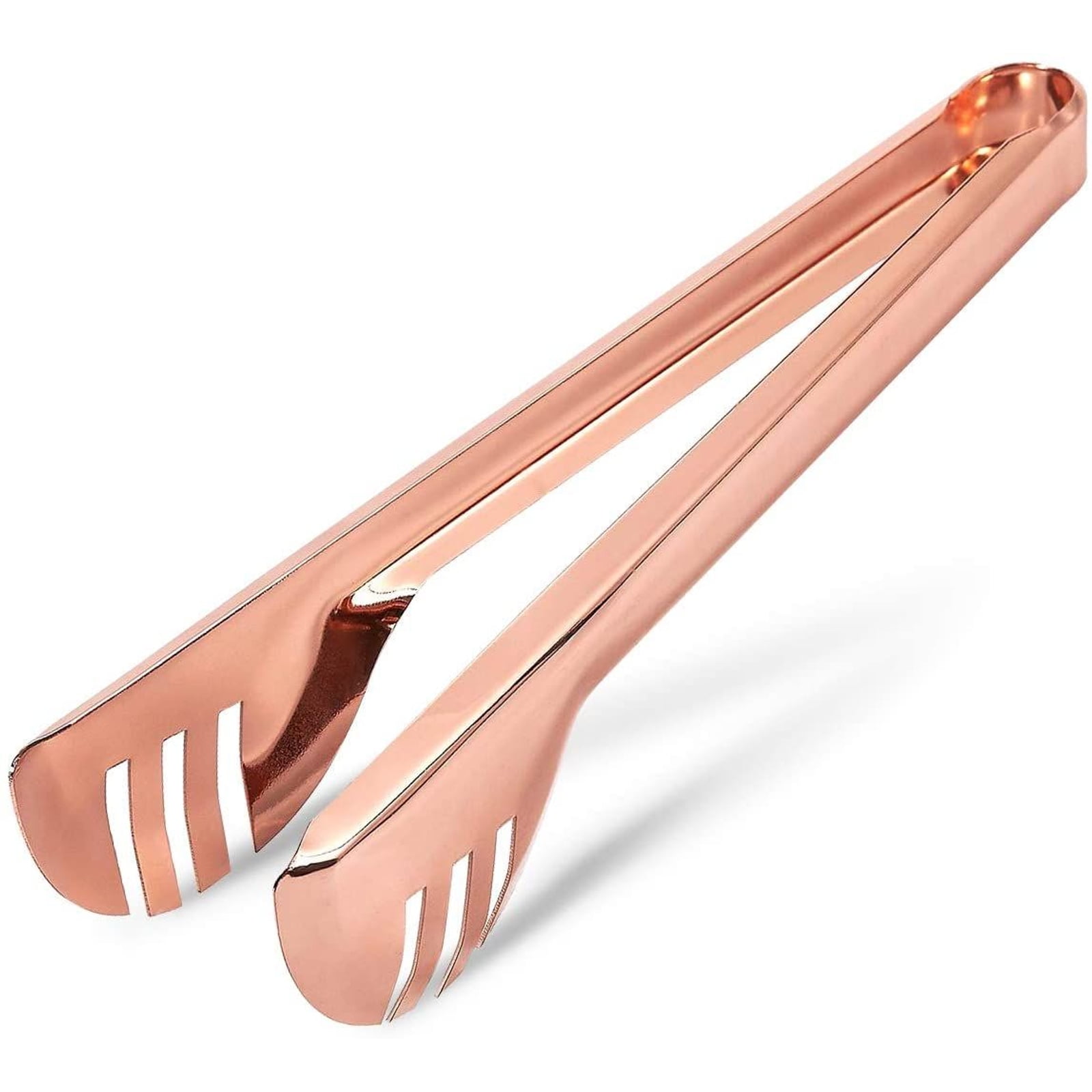 Rose Gold Stainless Steel Metal Salad Tongs for Food Serving and Kitchen, 9.25 x 2 in