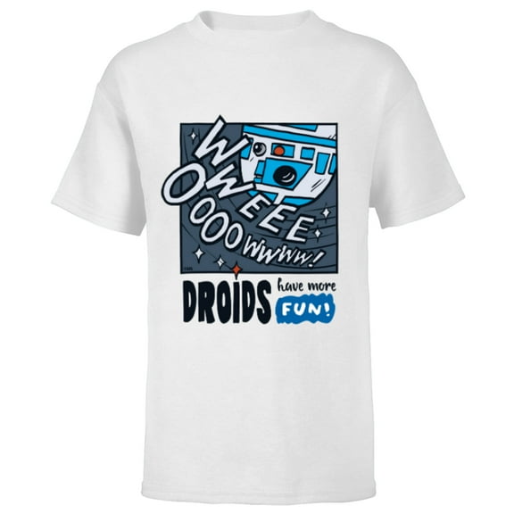Star Wars R2-D2 Droids Have More Fun - Short Sleeve T-Shirt for Kids - Customized-White