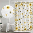 thumbnail image 4 of Sunflower Bees Shower Curtain Set - Small 36" x 72" Washable Bathtub Curtain with 12 Hooks, Spring Summer Farmhouse Floral Watercolor Waterproof Fabric Stall Shower Curtains for Bathroom Décor, 4 of 6