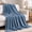 Blue, variant on Throw Blanket for Couch Sofa, 230GSM Super Soft Striped Throws for Office Picnic Travel Bedroom, Warm Cozy Lightweight Home Decor Blanket for All-Season, 50x60in, Beige